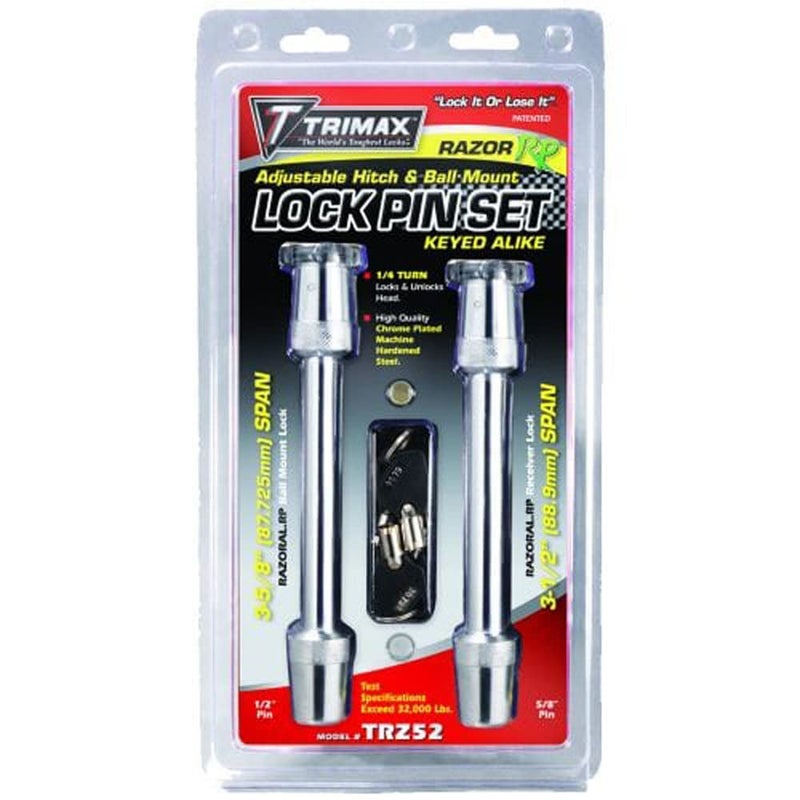 Trimax TRZ52 Razor RP Keyed-Alike Lock Set, 1/2â€ Pin X 3-5/8â€ Span, 5/8â€ Pin X 3-1/2â€ Span